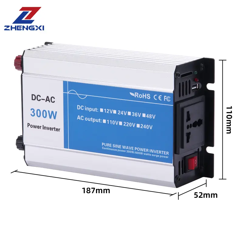 Onduleur 24V 300W à onde sinusoïdale pure - Conversion fiable du courant alternatif