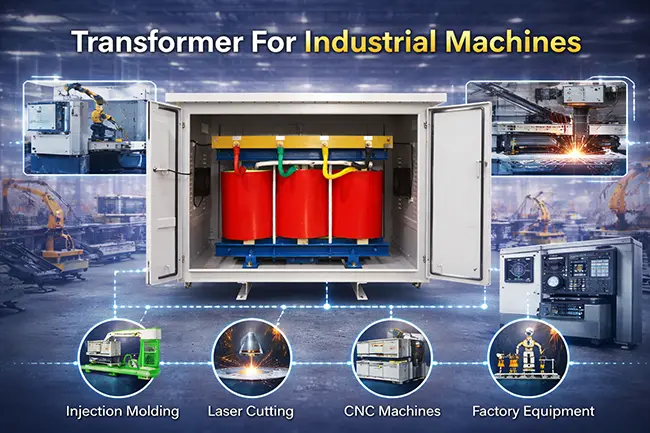 Transformadores para maquinaria industrial (máquinas herramienta CNC, motores, compresores)