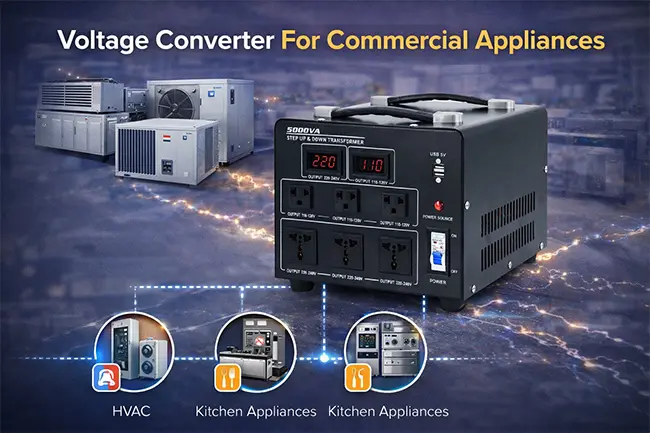 Convertidores de tensión para aparatos comerciales HVAC, equipos de cocina